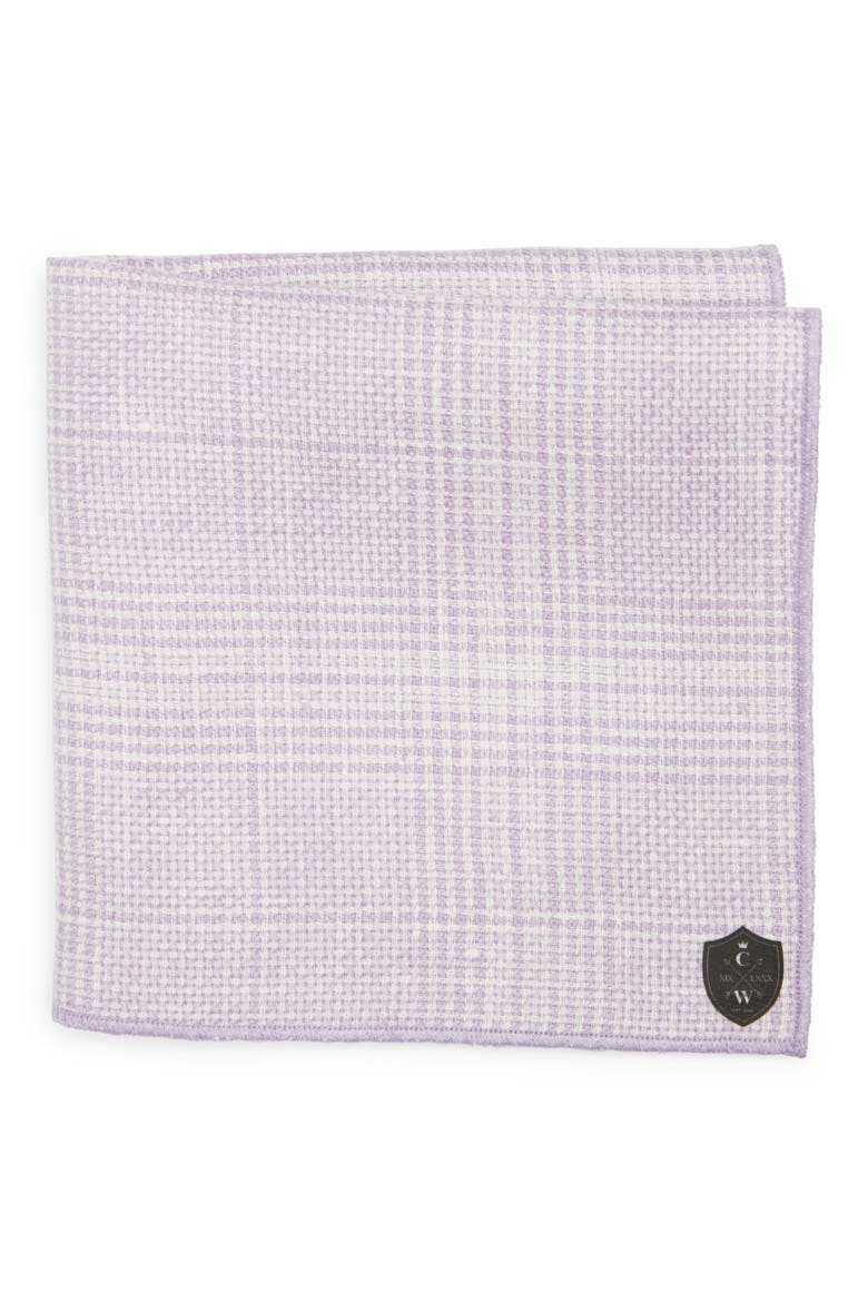 Lavender Plaid Linen Pocket Square, Main, color, LAVENDER