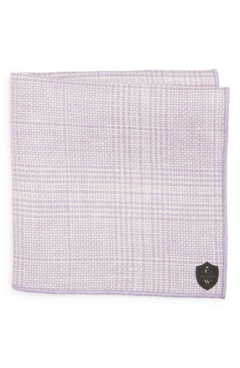 Lavender Plaid Linen Pocket Square