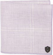 CLIFTON WILSON Lavender Plaid Linen Pocket Square
