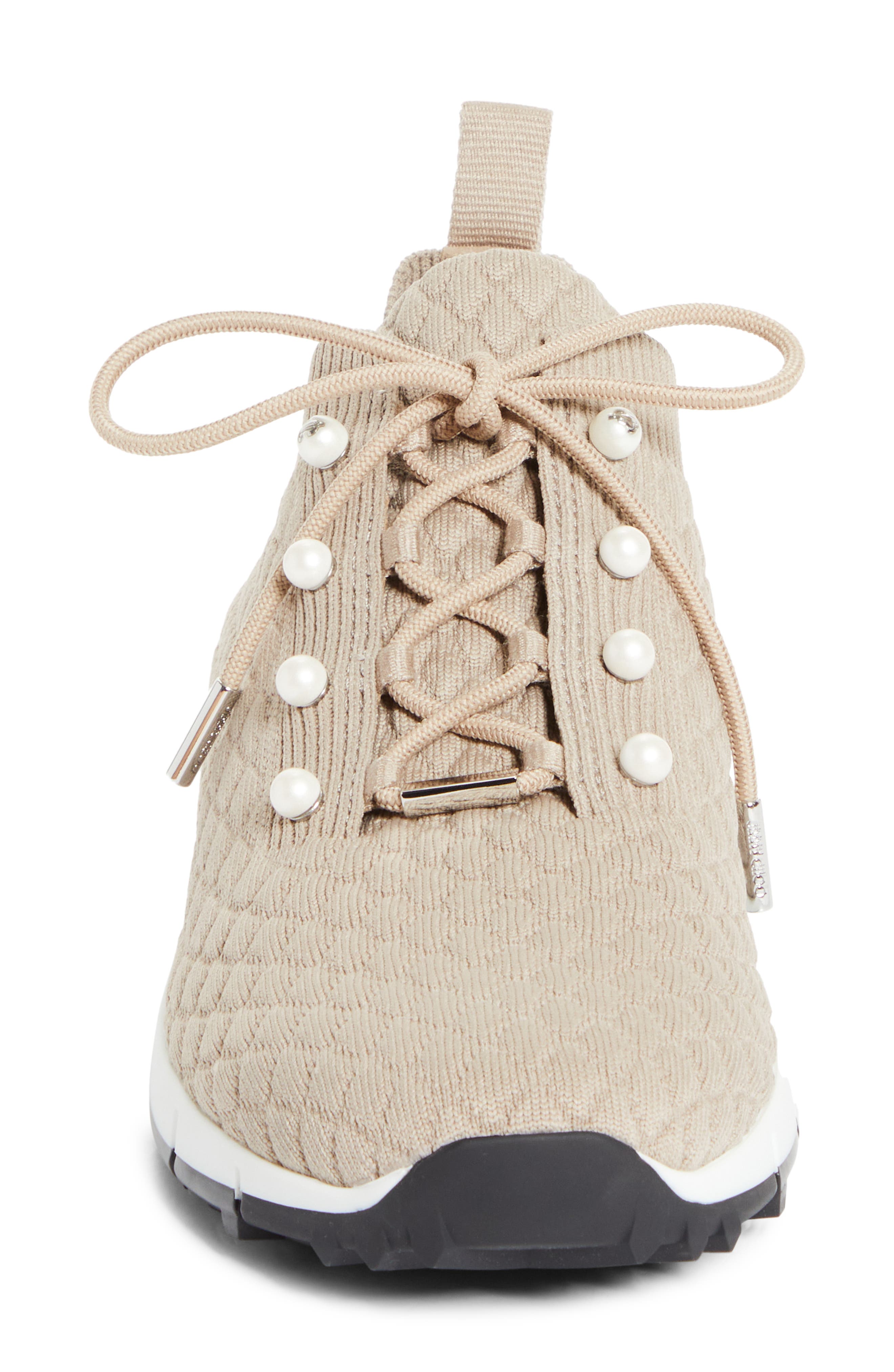 Jimmy Choo Veles Faux Pearl Knit Sneaker, Alternate, color, X Stone
