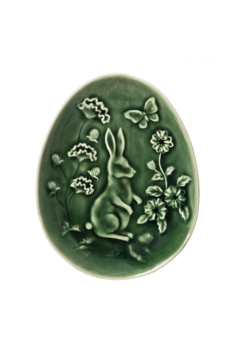 Green Rabbit Toile Shaped Plate, Main, color, Green