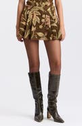 Avec Les Filles Floral Brocade Pleated Skort