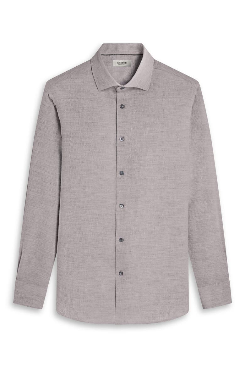 Axel Shaped Cotton & Wool Woven Shirt, Alternate, color, PLATINUM