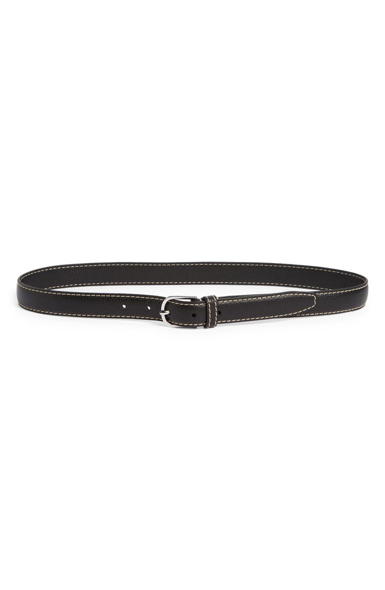 TOTEME Slim Leather Belt, Main, color, Black