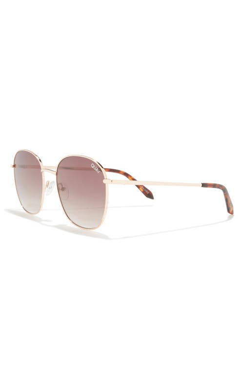 Quay Jezabell 57mm Round Sunglasses In Rose Gold Brown
