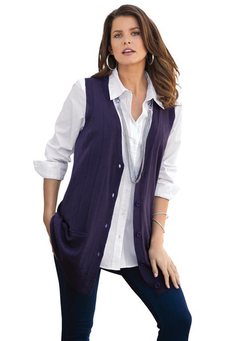 Plus Size Drop Needle Vest Lightweight Sweater Knit