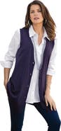 Roaman's Plus Size Drop Needle Vest Lightweight Sweater Knit