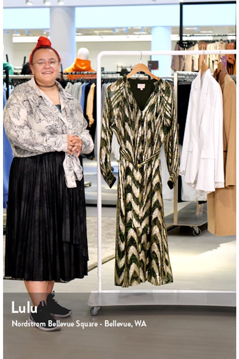 Seneca Metallic Long Sleeve Midi Shirtdress video