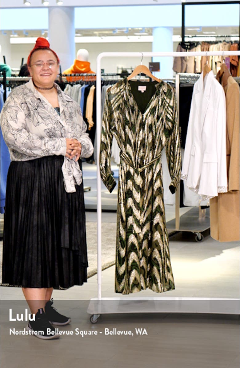 Seneca Metallic Long Sleeve Midi Shirtdress, sales video thumbnail
