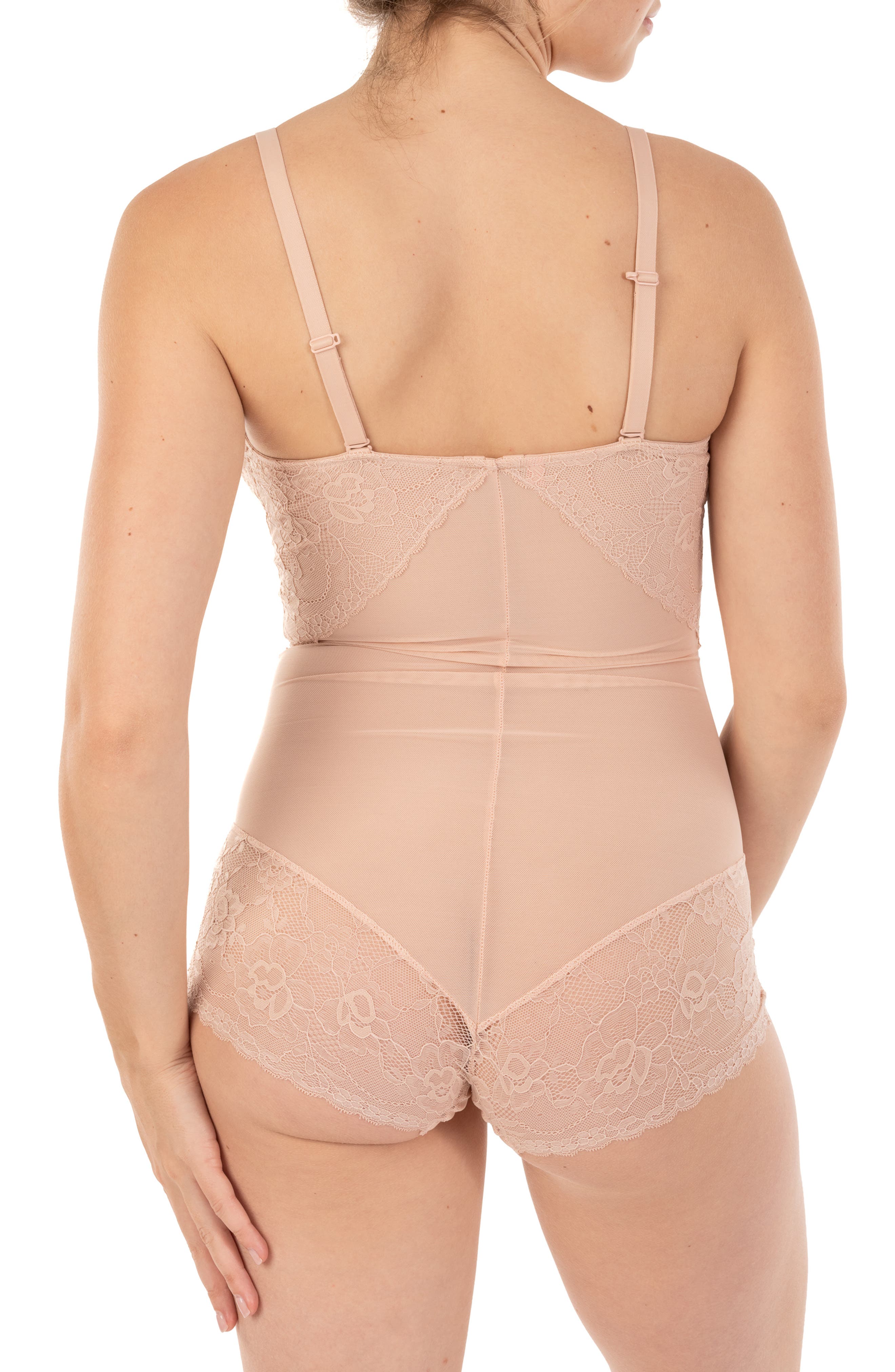 Power Mesh Front Shaping Panel Sexy Bodysuit - image 4