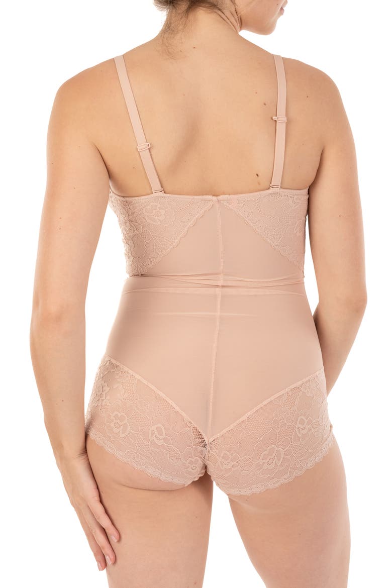 Power Mesh Front Shaping Panel Sexy Bodysuit, Alternate, color, BLUSH