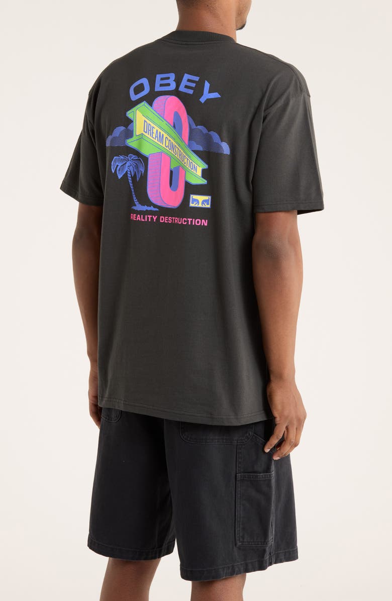 Obey Dream Construction Cotton Graphic T-Shirt, Alternate, color, Vintage Black