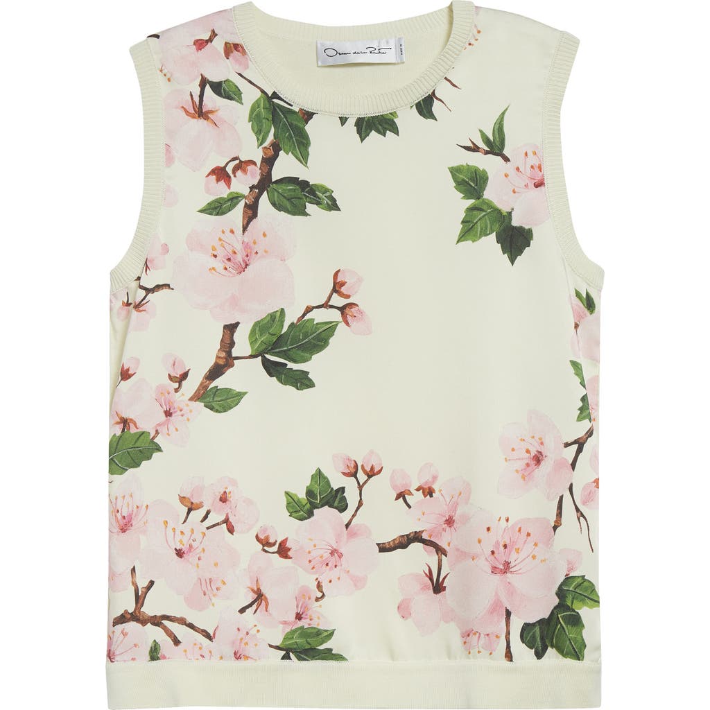 Shop Oscar De La Renta Cherry Blossom Inset Sweater Tank