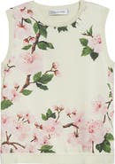 Oscar de la Renta Cherry Blossom Inset Sweater Tank