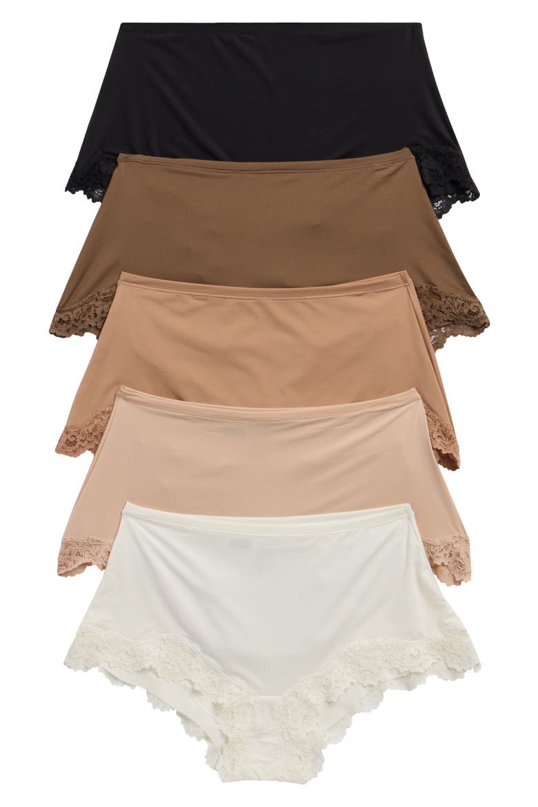 Ultimate 5-Pack Lace Boyshorts, Alternate, color, NUDE MULTI