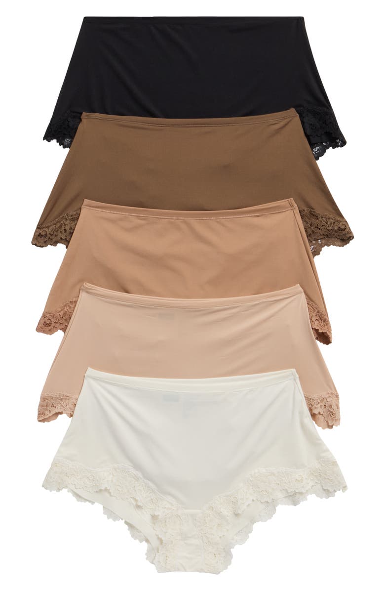 NORDSTROM RACK Ultimate 5-Pack Lace Boyshorts, Main, color, Nude Multi
