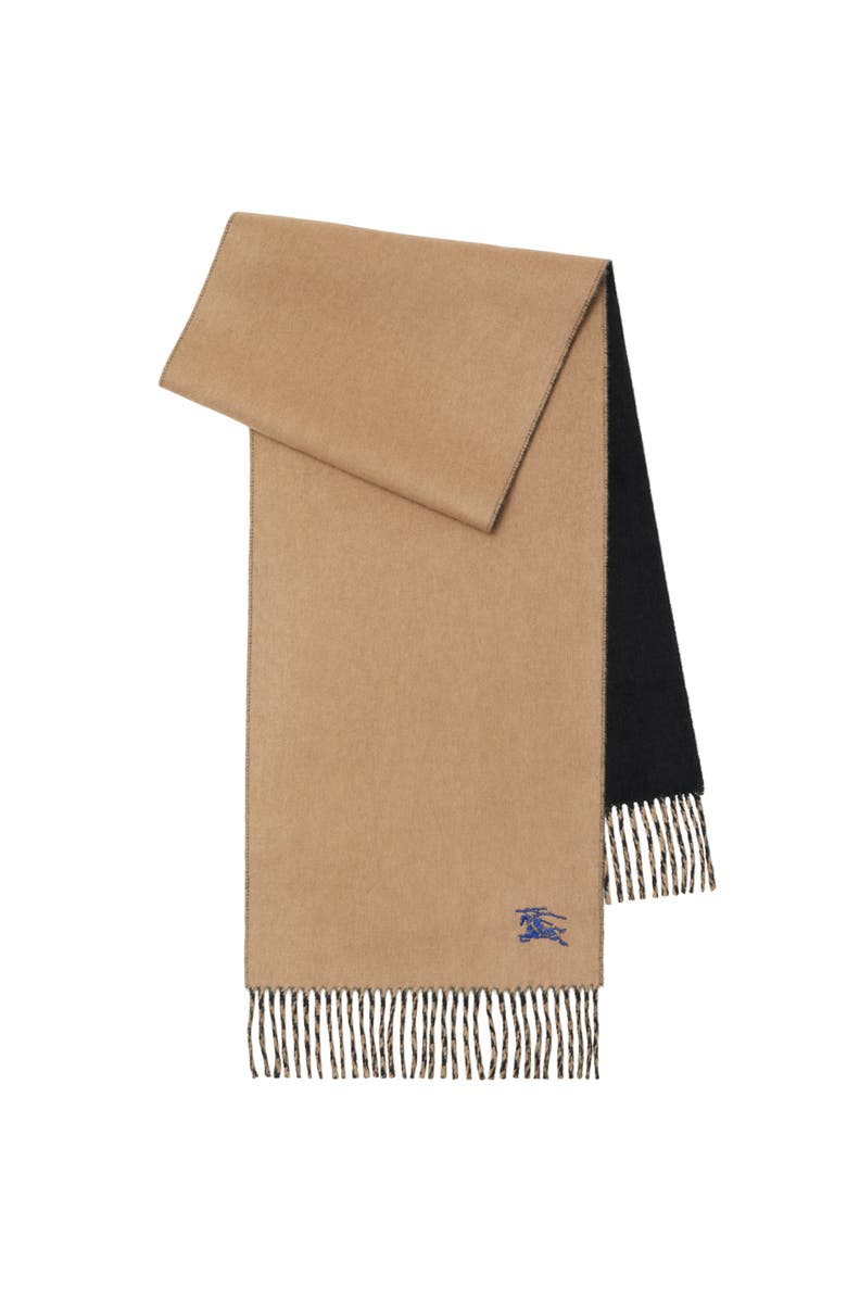 Burberry Reversible Cashmere Scarf, Main, color, Camel/Black