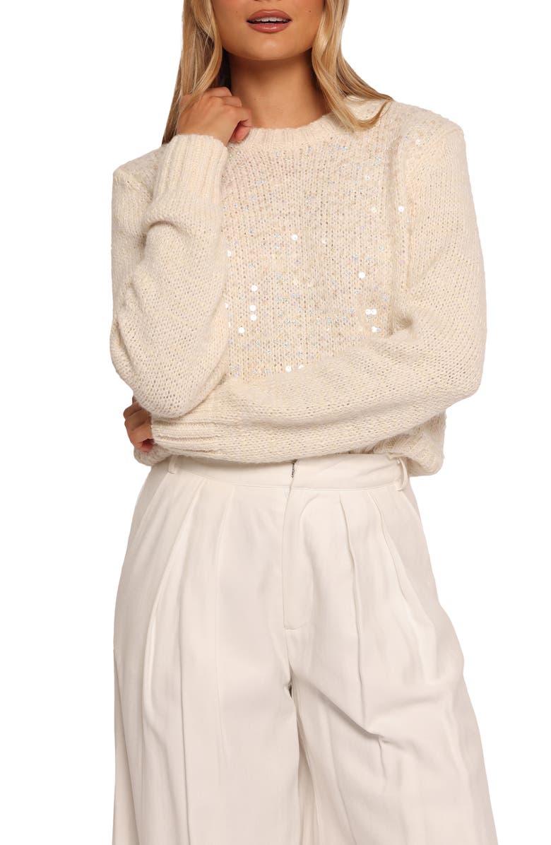 Petal & Pup Medora Sequin Sweater, Main, color, Ivory