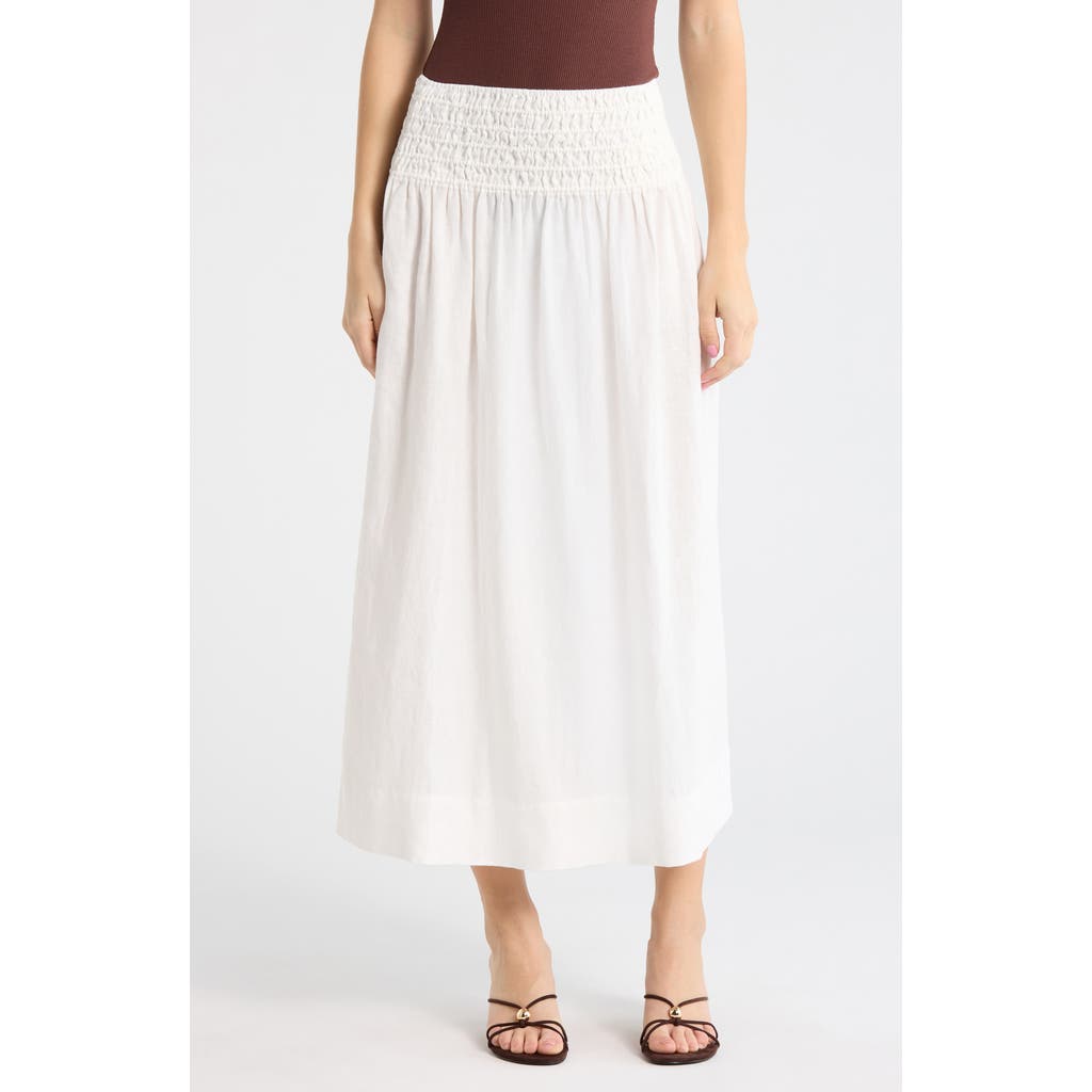 Rails Alessa Smock Waist Linen Blend Maxi Skirt in White Linen at Nordstrom, Size Large