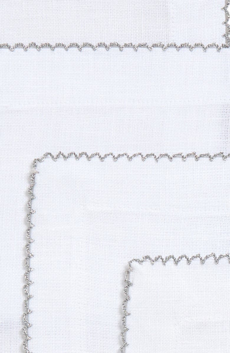 Tina Chen Designs Picot Edge Set of 4 Linen Cocktail Napkins, Alternate, color, Silver