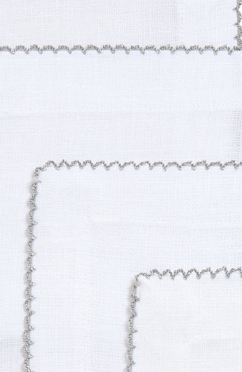 Tina Chen Designs Picot Edge Set Of 4 Linen Cocktail Napkins In Gray