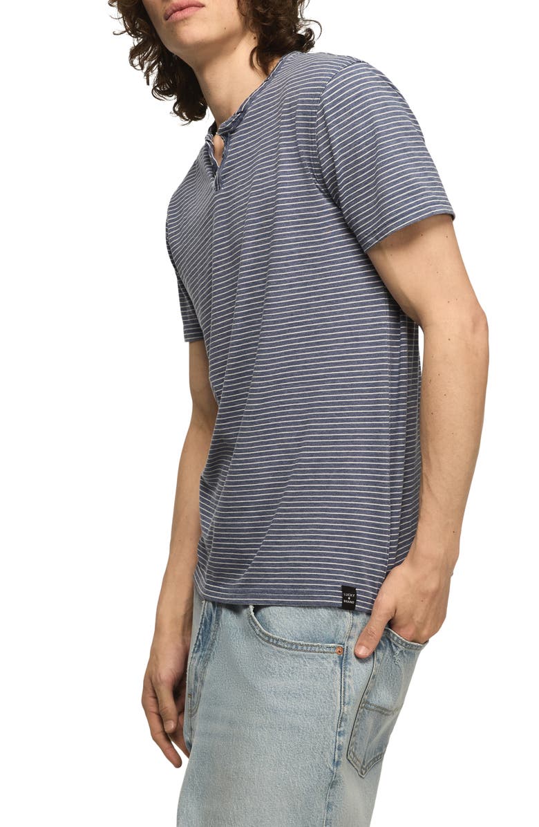 Lucky Brand Stripe Venice Burnout Henley, Alternate, color, Blue Multi