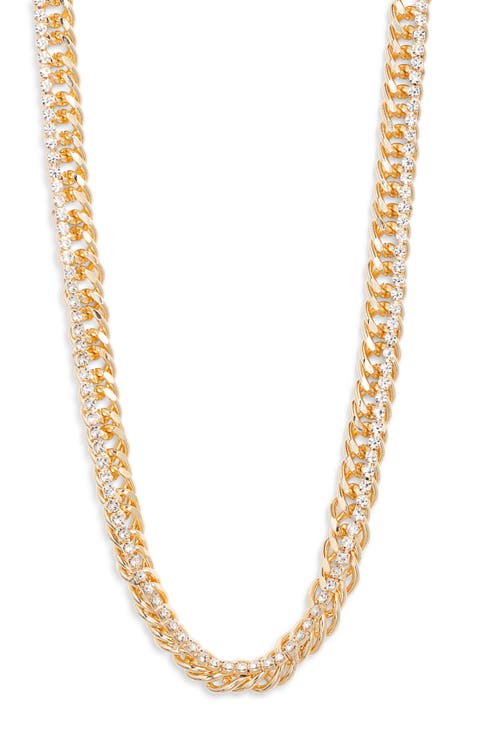 Rhinestone Embellished Chain Necklace