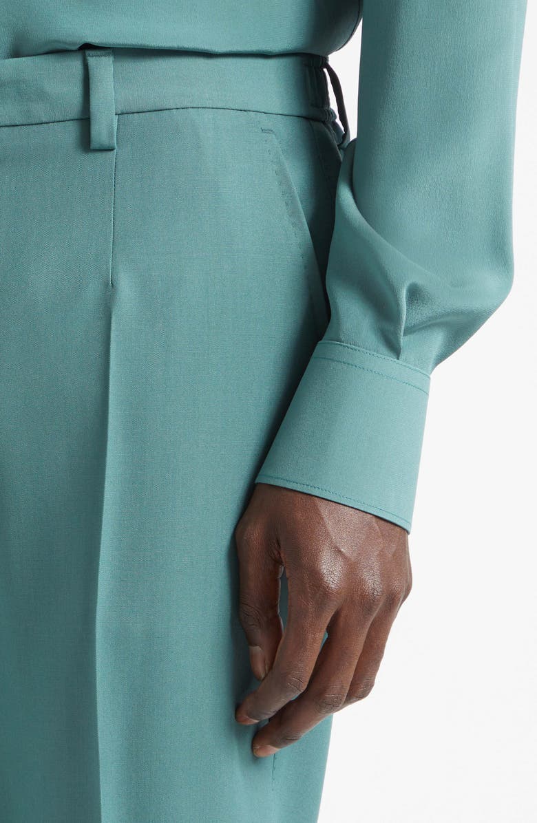 Dolce&Gabbana Cavallo Flat Front Wool Slim Pants, Alternate, color, Verde 3