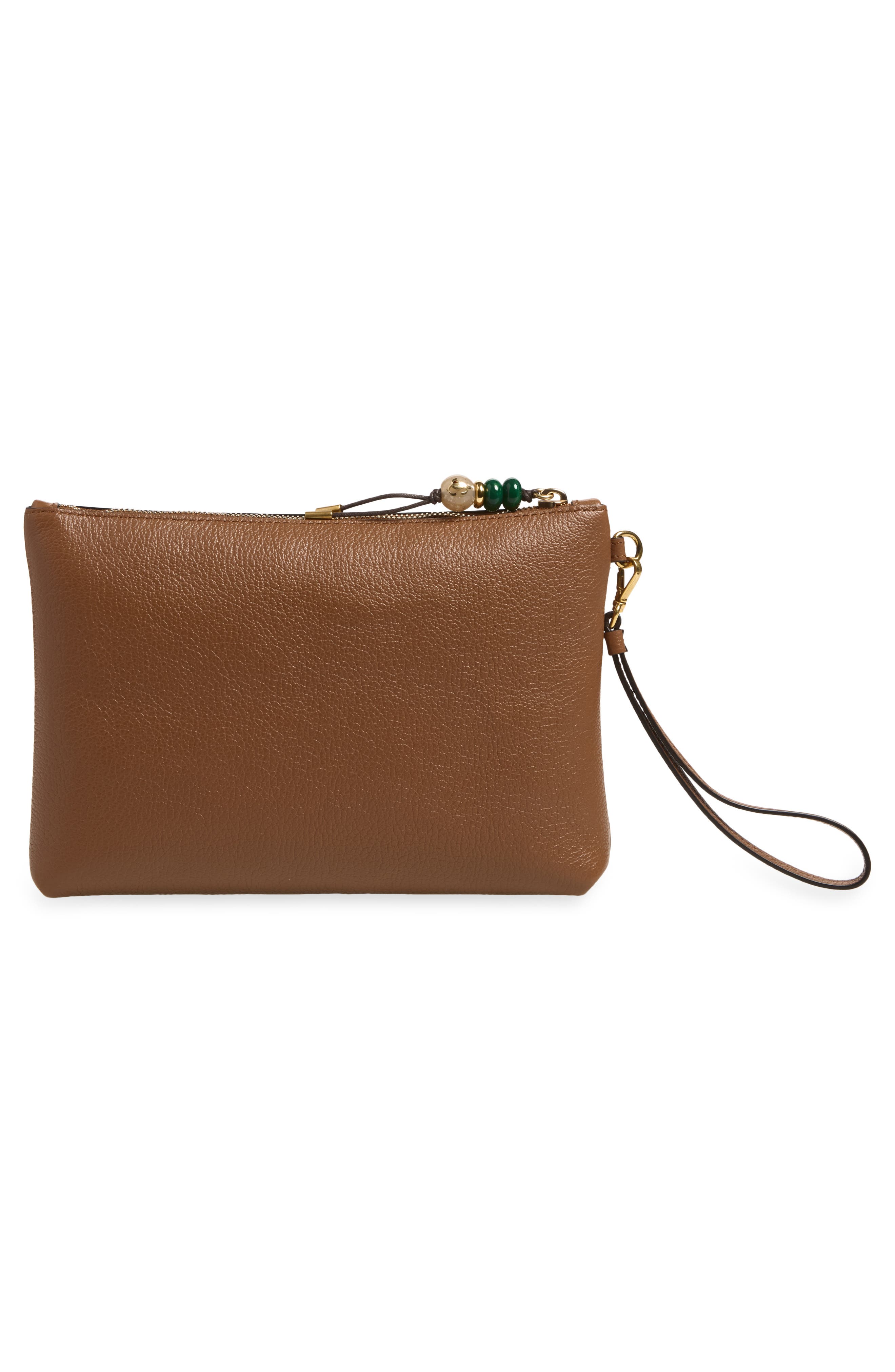 Zip Flat Pouch, Alternate, color, TAN/ LIGHT GOLD