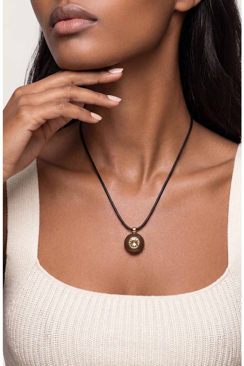 Circle Stone Cord Pendant Necklace, Alternate, color, SMOKEY QUARTZ