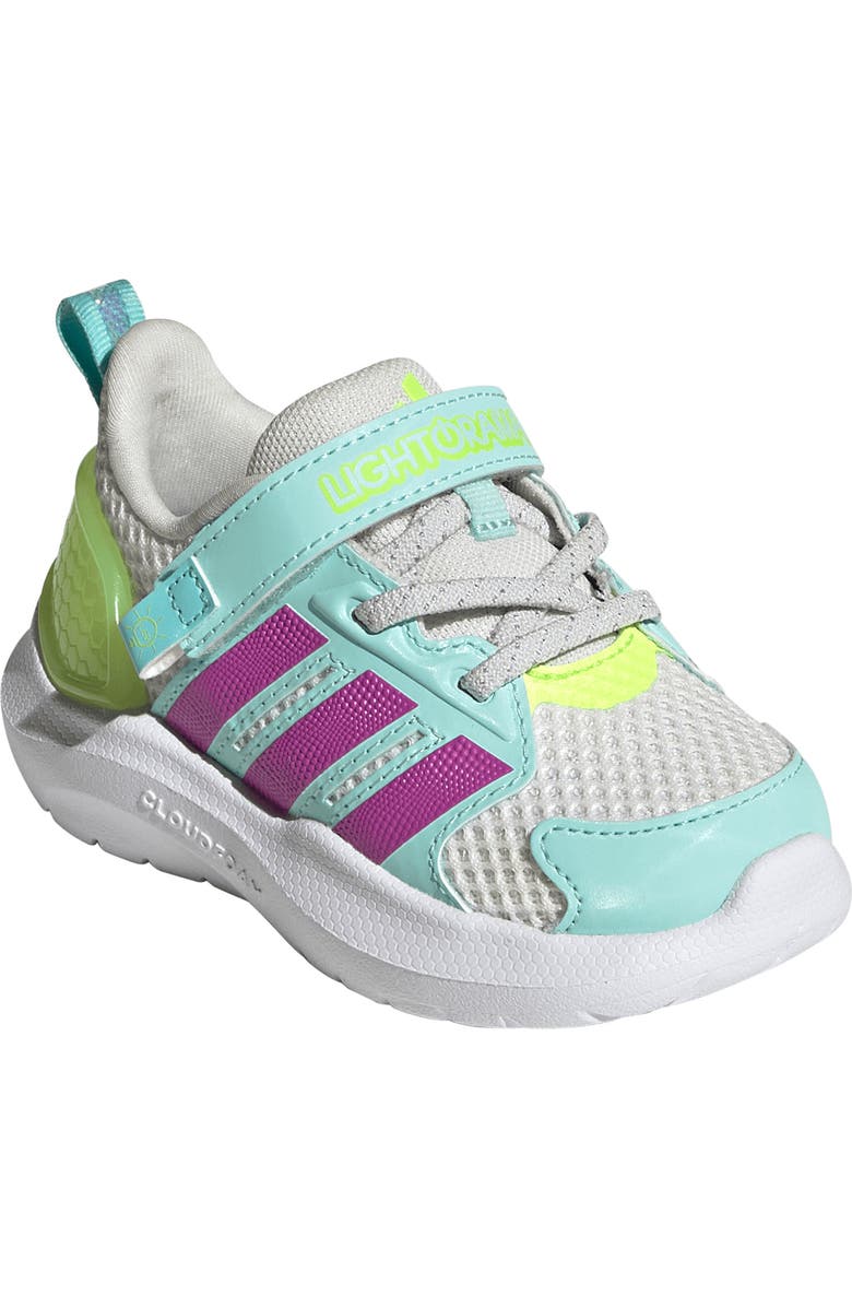 adidas Kids' Lightorama Sneaker, Main, color, White/ Purple Burst/ Lemon