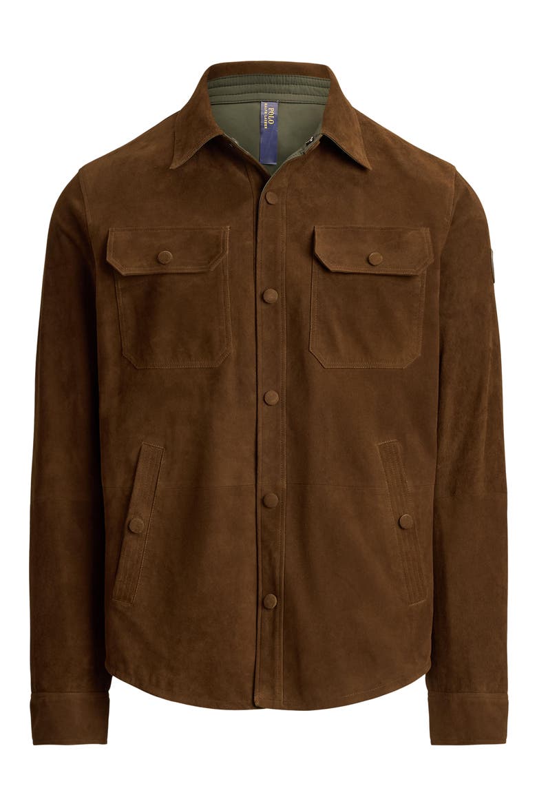 Reversible Goat Suede Shirt Jacket, Alternate, color, BRWN/ OLVE