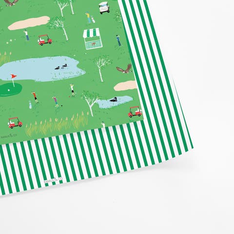 Eight Sheets Two-Sided "Tee-Time" Heavyweight Gift Wrap by Ramus & Co
