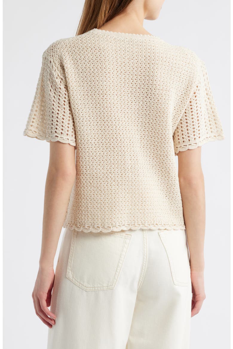 Khloe Open Stitch Cotton & Linen Sweater, Alternate, color, IVORY