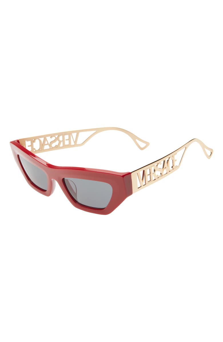 Versace 53mm Irregular Sunglasses, Alternate, color, Red