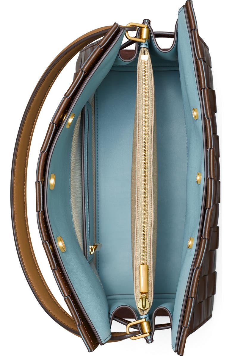 Tory Burch Lee Radziwill Woven Leather Double Bag, Alternate, color,