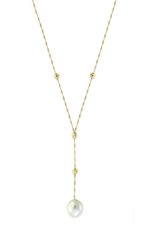 14K Yellow Gold Frsh Water Pearl Lariat Necklace