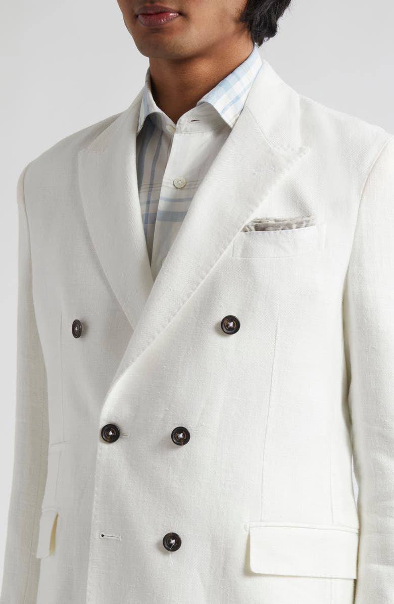 Eleventy Double Breasted Linen Sport Coat, Alternate, color, White