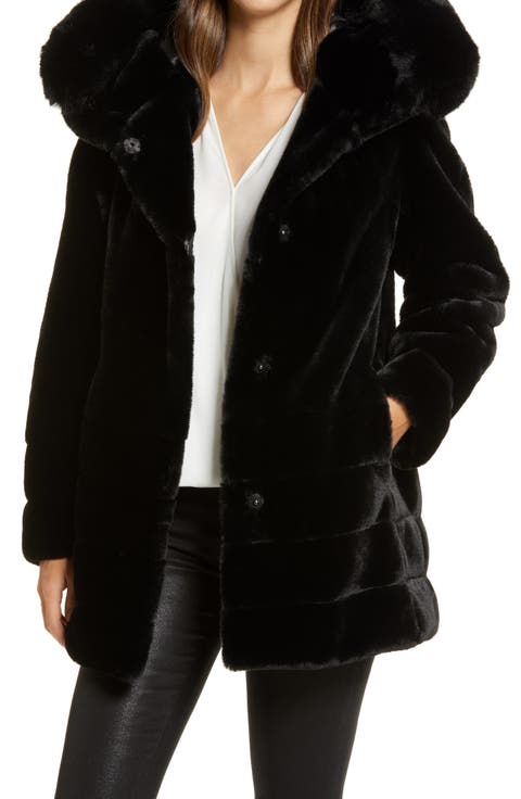 Hooded Faux Fur Coat