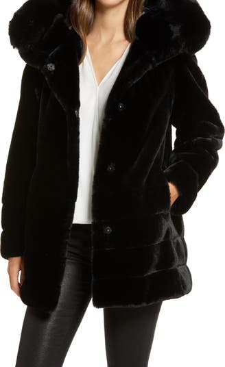 Gallery Hooded Faux Fur Coat Nordstrom