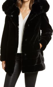 Gallery Hooded Faux Fur Coat