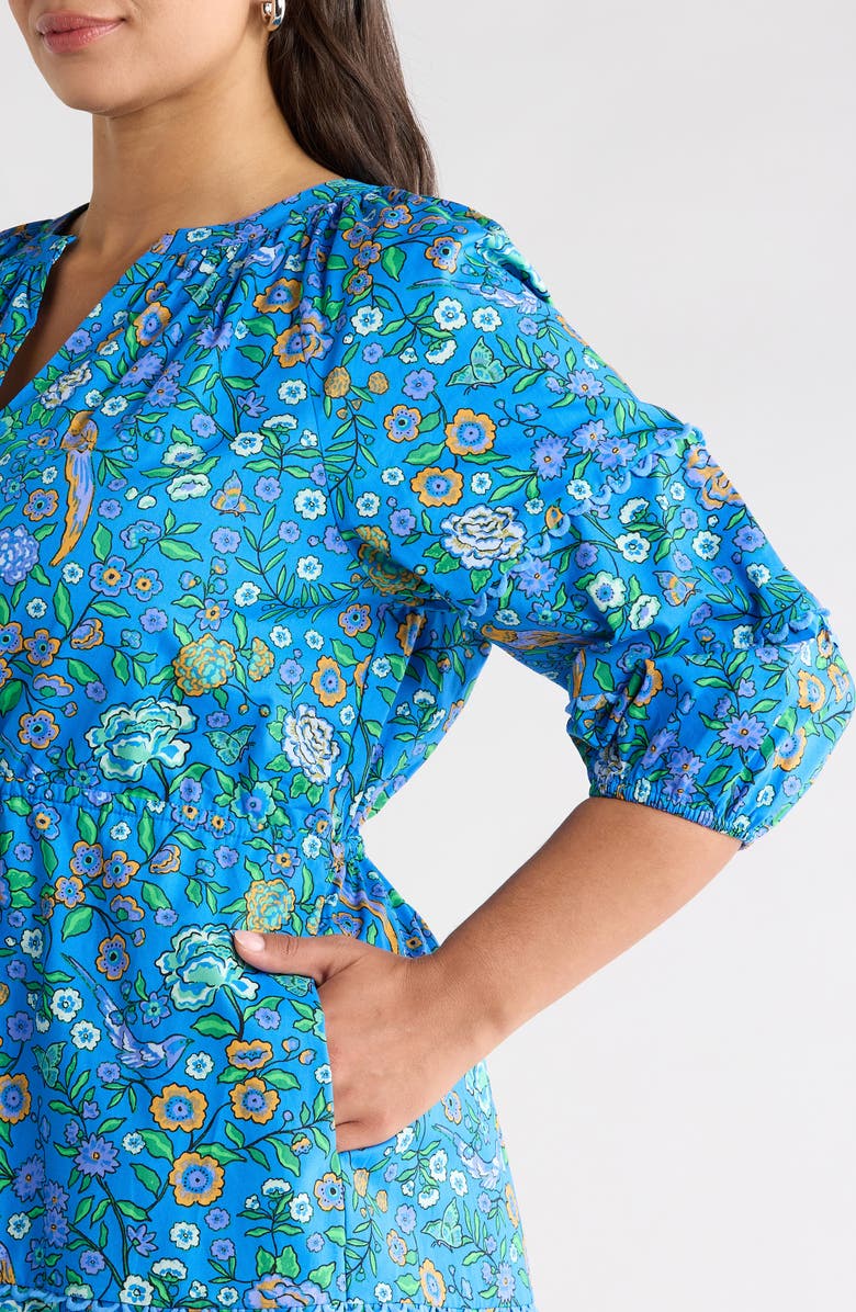 SUGARLIPS Floral Dabria Cotton Dress, Alternate, color, Blue-Greens