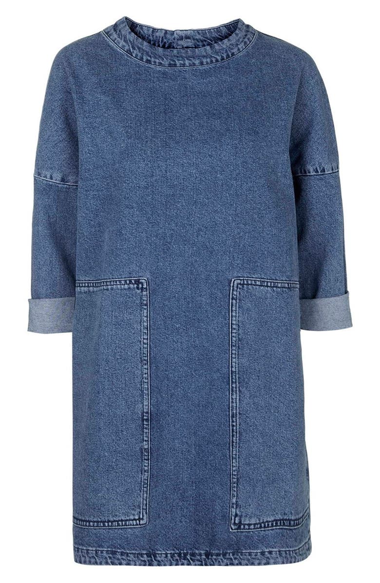 Topshop Boutique Denim Sailor Dress, Alternate, color, 