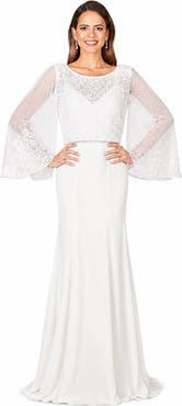 LARA New York Beaded Faux-Wrap V-Neck Bridal Gown