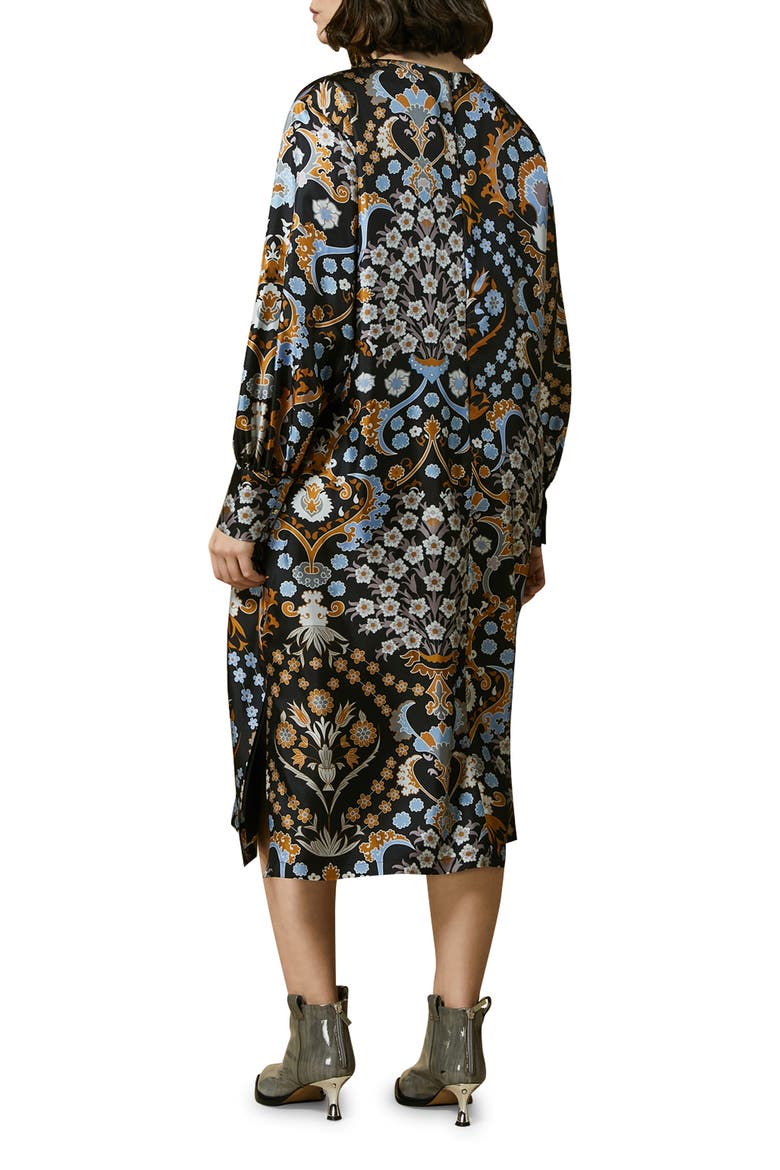 Floral Print Long Sleeve Silk Dress, Alternate, color, MULTI