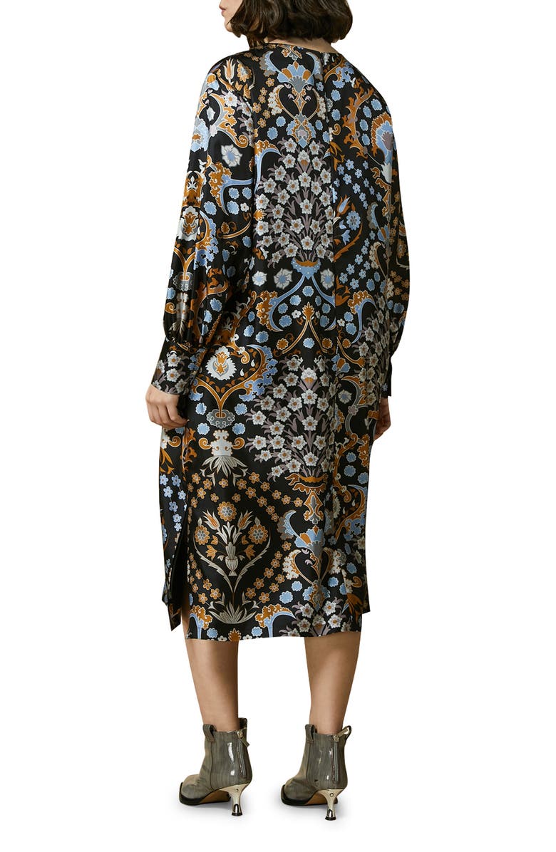 Marina Rinaldi Floral Print Long Sleeve Silk Dress, Alternate, color,