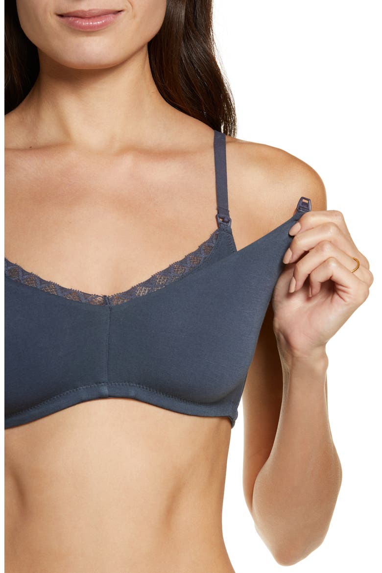 Bliss Wireless Pima Cotton Nursing Bra, Alternate, color, ASH NAVY