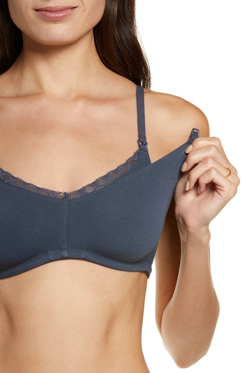 Natori Bliss Wireless Pima Cotton Nursing Bra, Alternate, color, Ash Navy
