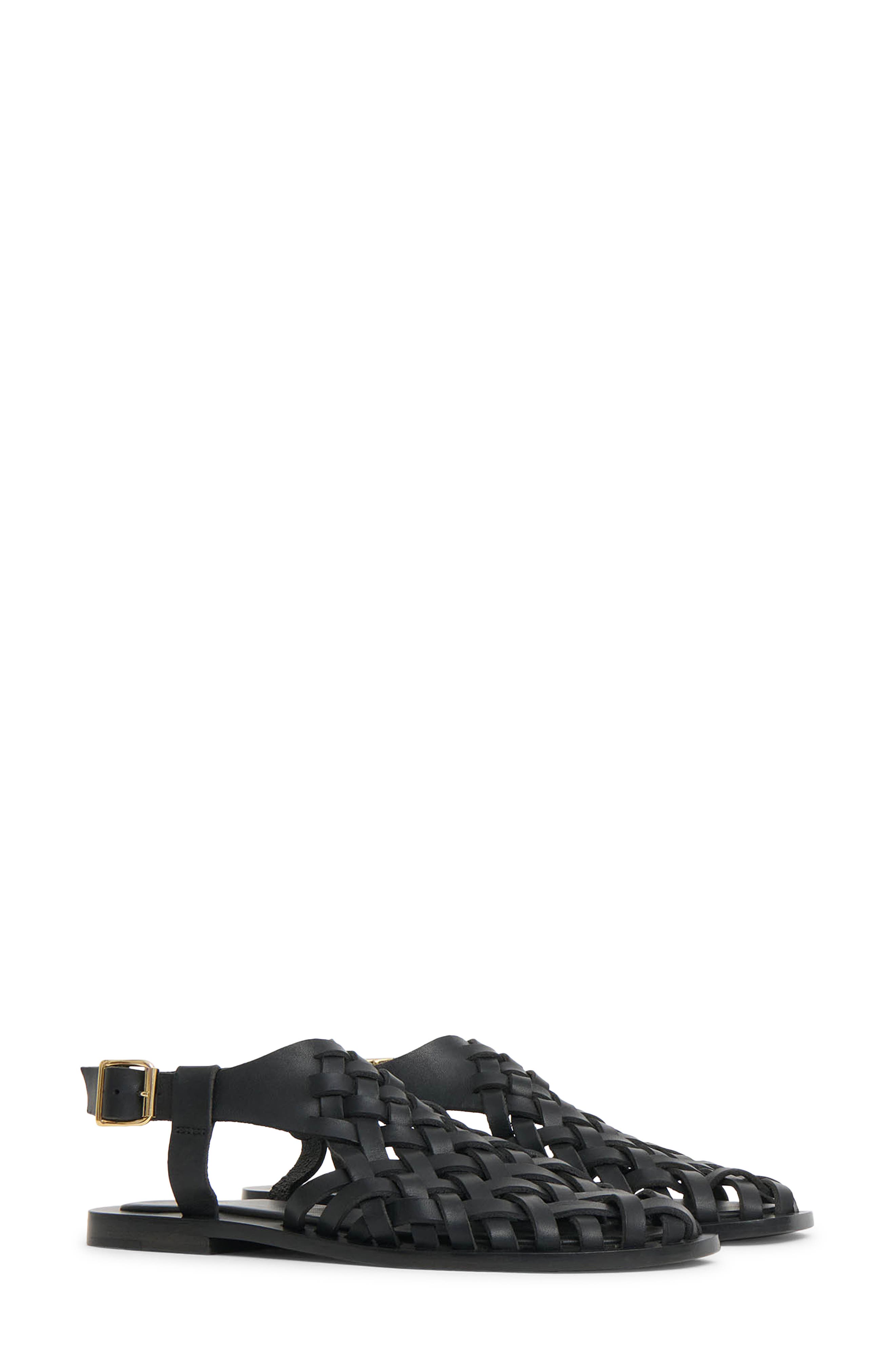 Mansur Gavriel Slingback Woven Sandal, Main, color, Black/ Black