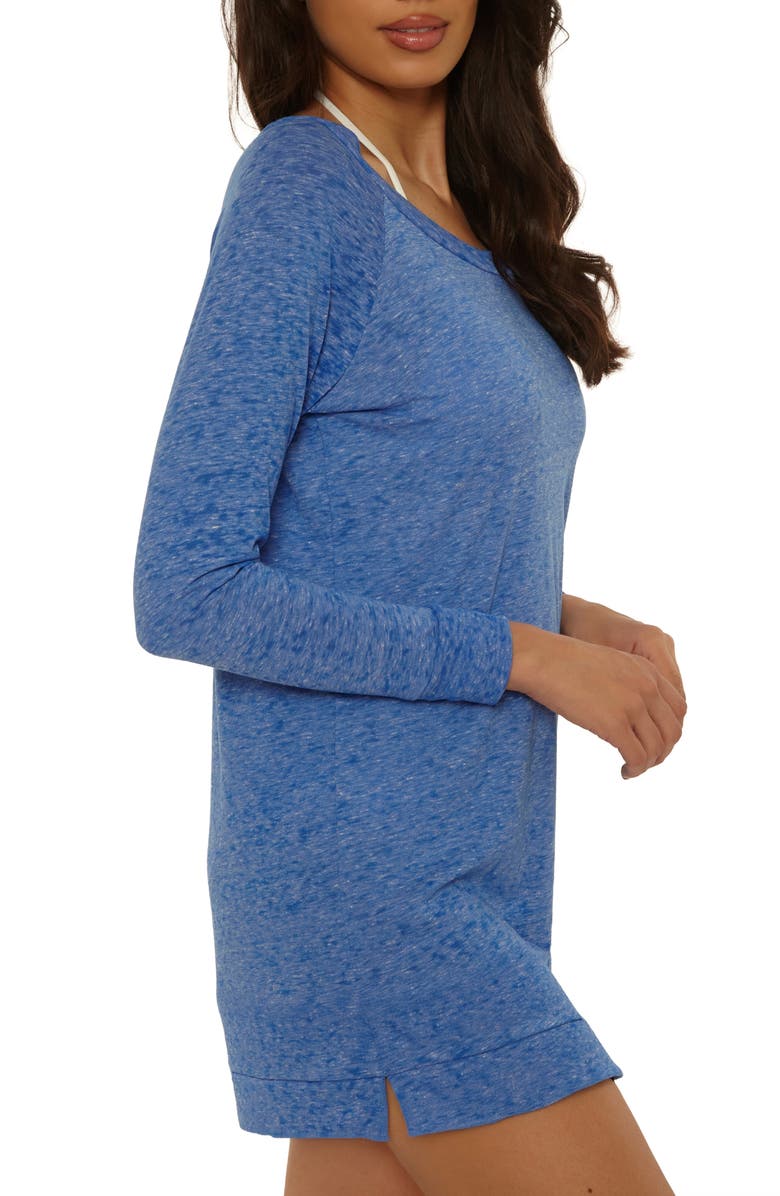 Becca Beach Date Long Sleeve Cover-Up Tunic, Alternate, color, Lapis